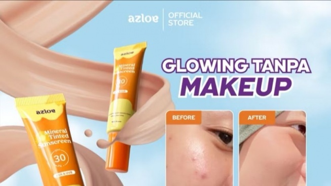AZLOE TINTED SUNSCREEN HYBRID, rekomendasi tinted sunscreen yang patut kamu coba (Shopee/OFFICIAL.AZLOE)