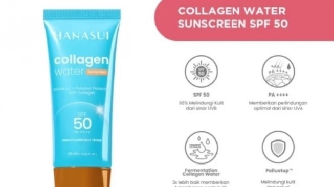 Hanasui Collagen Water Sunscreen SPF 50 (Shopee)