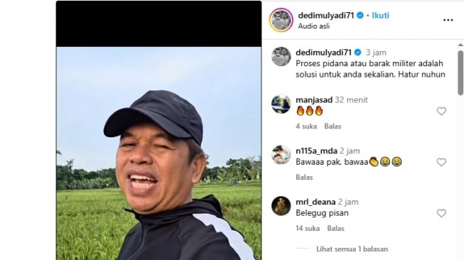 Gubernur Jawa Barat Dedi Mulyadi ultimatum suporter Persib yang rusak stadion GBLA. (Tangkapan layar/Instagram)