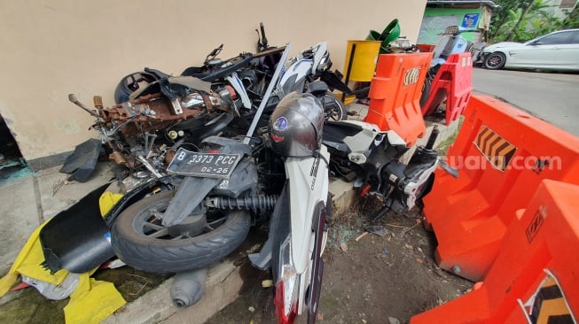 Barang bukti motor korban yang sudah diamankan di Polsek Ngaglik, Selasa (27/5/2025). [Hiskia/Suarajogja]