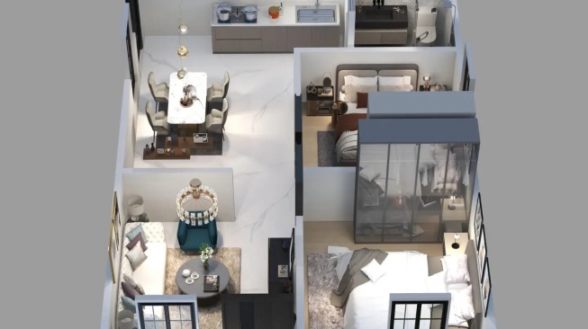 Ilustrasi design rumah modern. [TikTok/@design.rumah.huni]