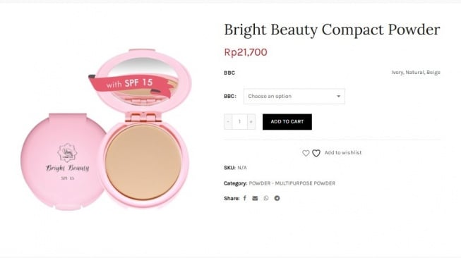 Bedak murah mengandung SPF. (beliviva.vivacosmetic.com)