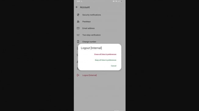 Fitur baru WhatsApp, Opsi Logout. [Android Authority]