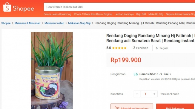 Randang Hj Fatimah di Shopee. [Dok. Istimewa]