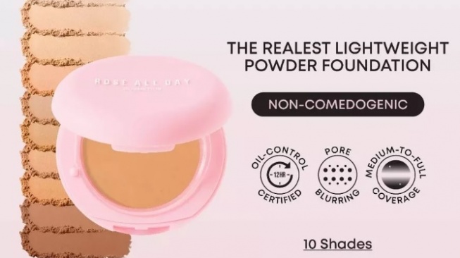 Rose All Day The Realest Lightweight Pore-Blurring Powder Foundation (Shopee)