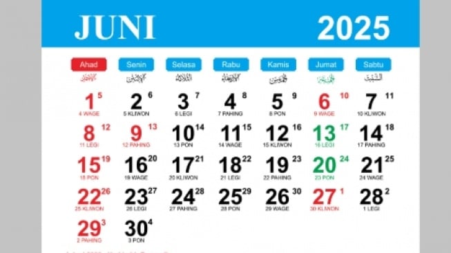 Jadwal Lengkap Libur Nasional dan Cuti Bersama Bulan Juni 2025