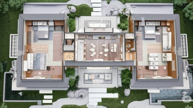 Rumah 3 Kamar Minimalis Ruang Tengah Open Space (dibuat dengan AI)
