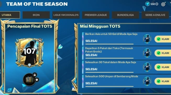 Hadiah Pemain UTOTS FC Mobile. (Suara.com/ Rezza Rachmanta)