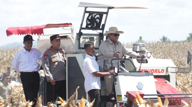 Presiden Prabowo saat panen jagung di Bengkayang (Ist)