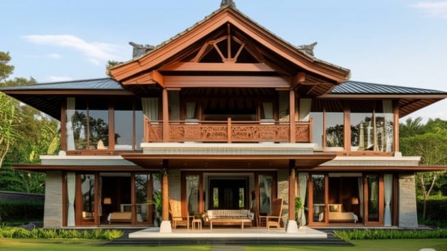 Rumah Joglo Modern Dua Lantai [dibuat dengan AI]