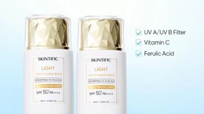 SKINTIFIC Light Serum Sunscreen SPF 50+++ (Shopee/SKINTIFIC Official Store)