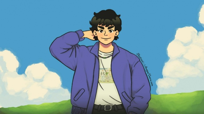 Ilustrasi pria dengan outfit jaket. (Tim Desain Suara.com)