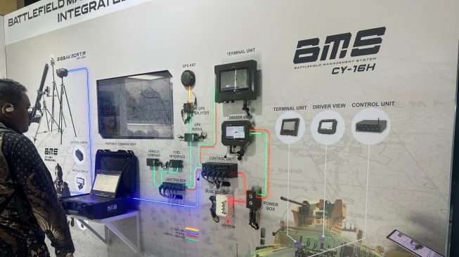 Hariff Defense saat menjadi peserta pameran alat utama sistem senjata (alutsista) dan alat pertahanan keamanan Indo Defence, Indo Marine, dan Indo Aerospace di Jiexpo Kemayoran, Jakarta, Rabu. (Foto: Dok. Hariff Defense)
