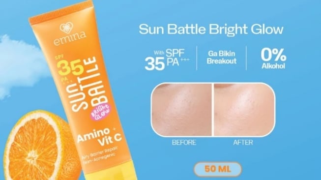 Emina Sun Battle Bright Glow SPF 35 PA+++ (Shopee)