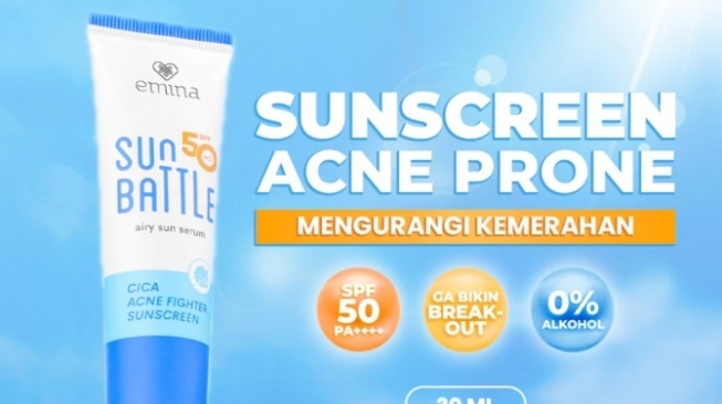 Emina Sun Battle SPF 50 PA++++ Cica Acne Fighter Sunscreen (Shopee)