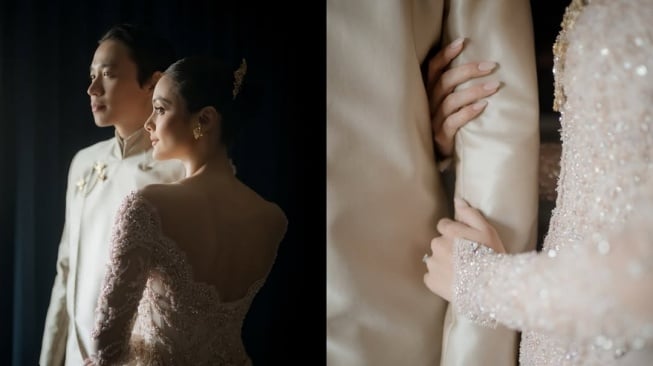 Amanda Rawles dan Adriel Susanteo menggelar acara resepsi pernikahan di sebuah hotel bintang lima di Jakarta, Jumat (13/6/2025). [Instagram @bridestory]