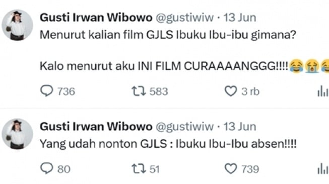 Postingan Terakhir Gustiwiw di Medsos, Ngomongin Film GJLS. [Instagram]
