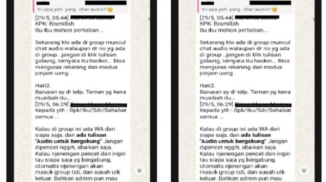 Hoaks chat audio grup WhatsApp. [Ist]