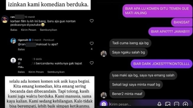 Kematian Gustiwiw Dibercandain, Rigen Rakelna hingga Praz Teguh Ngamuk. [Instagram]