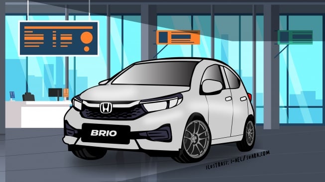 Ilustrasi mobil Honda Brio. (Tim Desain Suara.com)