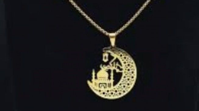 kalung liontin kubah masjid, mode emas islami