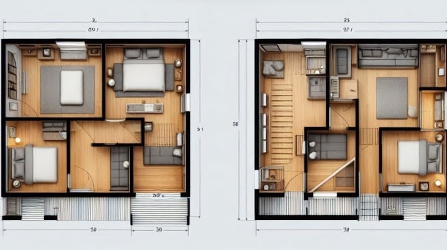Desain rumah minimalis 2 kamar 6x8. (Bing Image Creator)