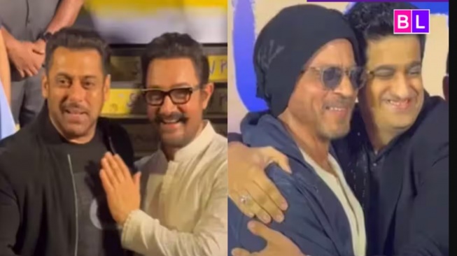 Shah Rukh Khan dan Salman Khan menghadiri acara gala premier film terbaru Aamir Khan, Sitaare Zameen Par di Mumbai pada Kamis (19/6/2025) malam waktu setempat. [Bollywoodlife.com]