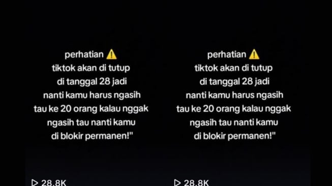 Hoaks TikTok ditutup tanggal 28 Juni 2025. [Ist]