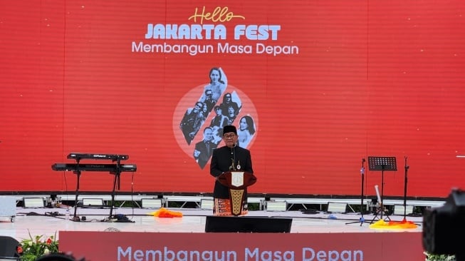 Gubernur Jakarta Pramono Anung meresmikan perubahan nama atau rebranding Bank DKI menjadi Bank Jakarta, Minggu (22/6/2025). [Suara.com/Fakhri]