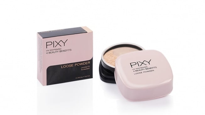 Bedak tabur yang bisa mencerahkan, Pixy UV Whitening Loose Powder (pixy.co.id)