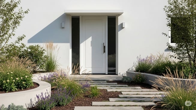 Inspirasi desain pintu rumah yang minimalis, modern, dan berkelas (AI)