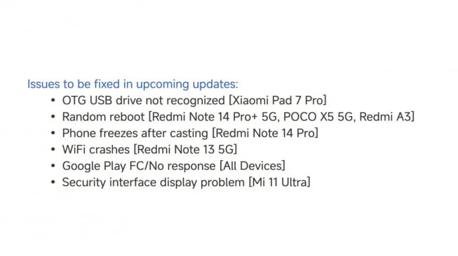 Perbaikan bug Xiaomi. [Xiaomi]