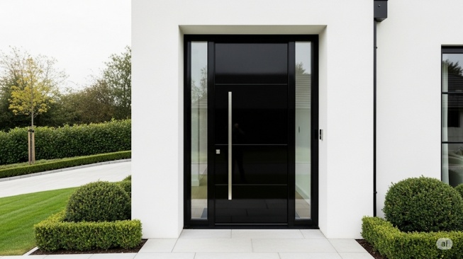 Inspirasi desain pintu rumah yang minimalis, modern, dan berkelas (AI)