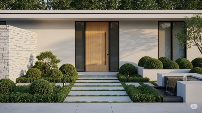 Inspirasi desain pintu rumah yang minimalis, modern, dan berkelas (AI)