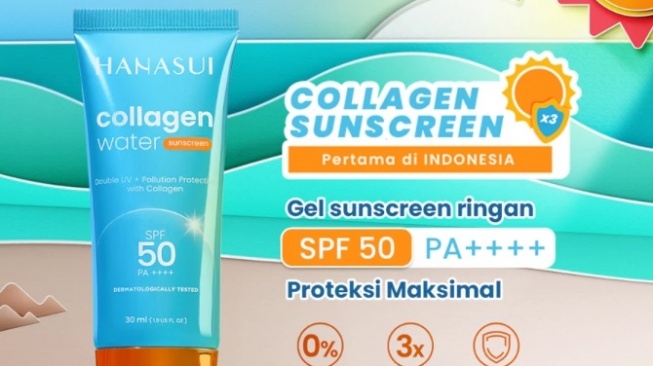 Hanasui Collagen Water Sunscreen SPF 50 (Shopee)