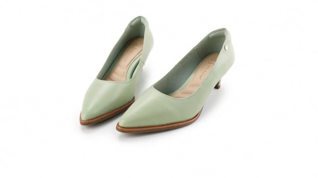 Rekomendasi heels yang cocok untuk kaki lebar, Hush Puppies Peggi in Sage (hushpuppies.co.id)