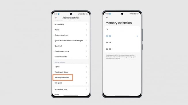 Fitur Dynamic RAM Expansion di Xiaomi. [Xiaomitime]