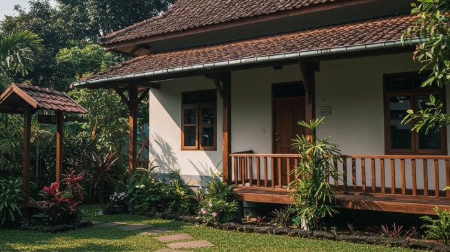 Rumah klasik dengan 1,5 lantai pakai loteng. (Gemini AI)