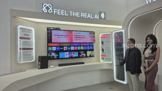 Perkenalan Jajaran TV OLED Evo G5 dan C5 LG terbaru di Jakarta, Rabu (25/6/2025). [Suara.com/Dythia]