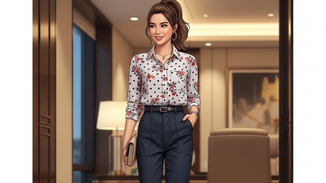 OOTD kemeja wispie dan celana cutbray gaya vintage [Ilustrasi by Google AI Studio]