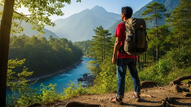 Laki-laki menggunakan sandal gunung (Google Studio LA)