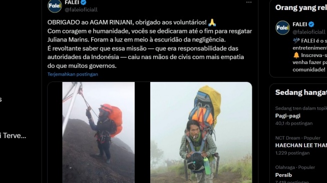 Siapa Agam Rinjani? Sosok Pemandu Gunung Rinjani yang Dipuji Warga Brasil. [X]