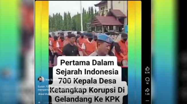 Hoaks 700 kepala desa ditangkap KPK karena korupsi. [Ist]