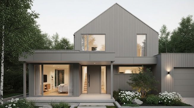 ilustrasi desain rumah skandinavia minimalis (dibuat dengan AI)