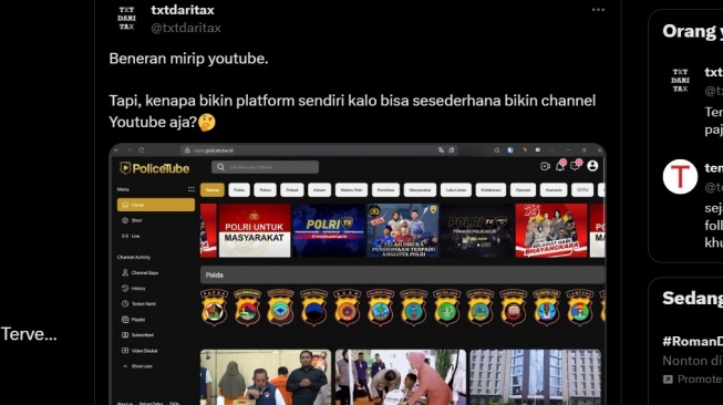 PoliceTube sudah menuai kritik dari warganet. [X]