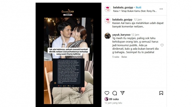 Aaliyah Massaid Mendadak Bahas Fitnah dan Bongkar Kondisi Rumah Tangga Thariq Halilintar. [Instagram]