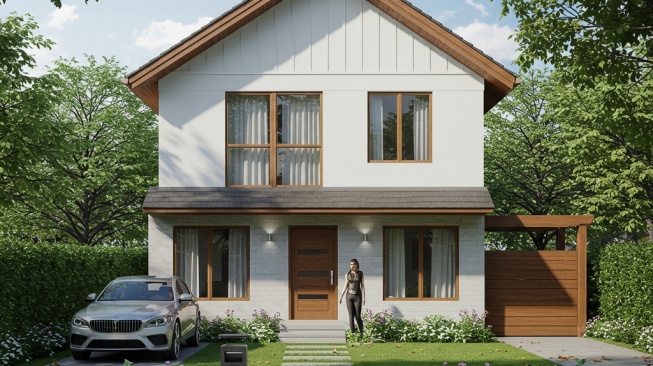 Rumah minimalis modern 2 lantai style Scandinavian. (Gemini AI)