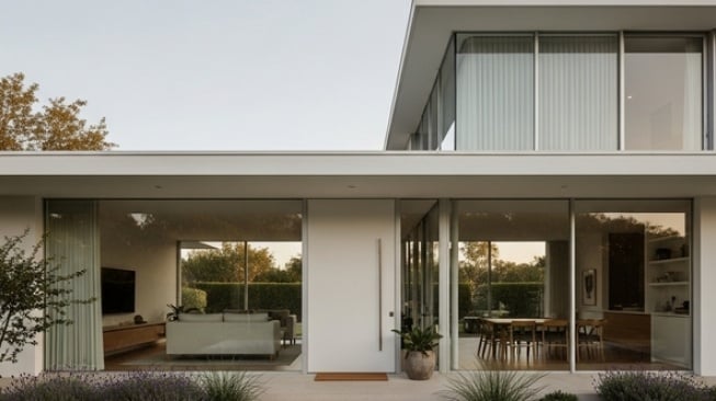 Ilustrasi desain rumah minimalis modern (AI)