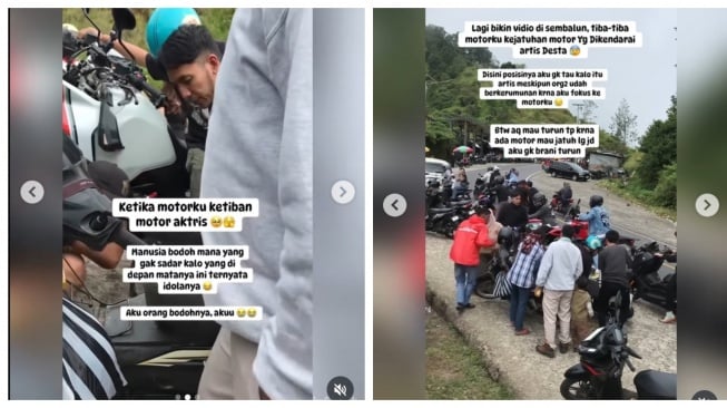 Desta jatuh dari motor saar touring di Lombok (Instagram @nyinyir_update_official)
