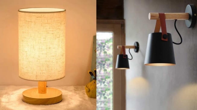 Ilustrasi lampu kamar tidur. (Kolase Shopee/UPHOME Official Shop dan taffware.com)